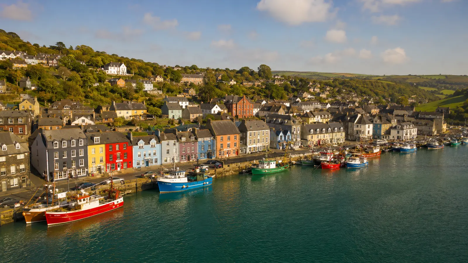 Kinsale harbour with colourful fishing boats