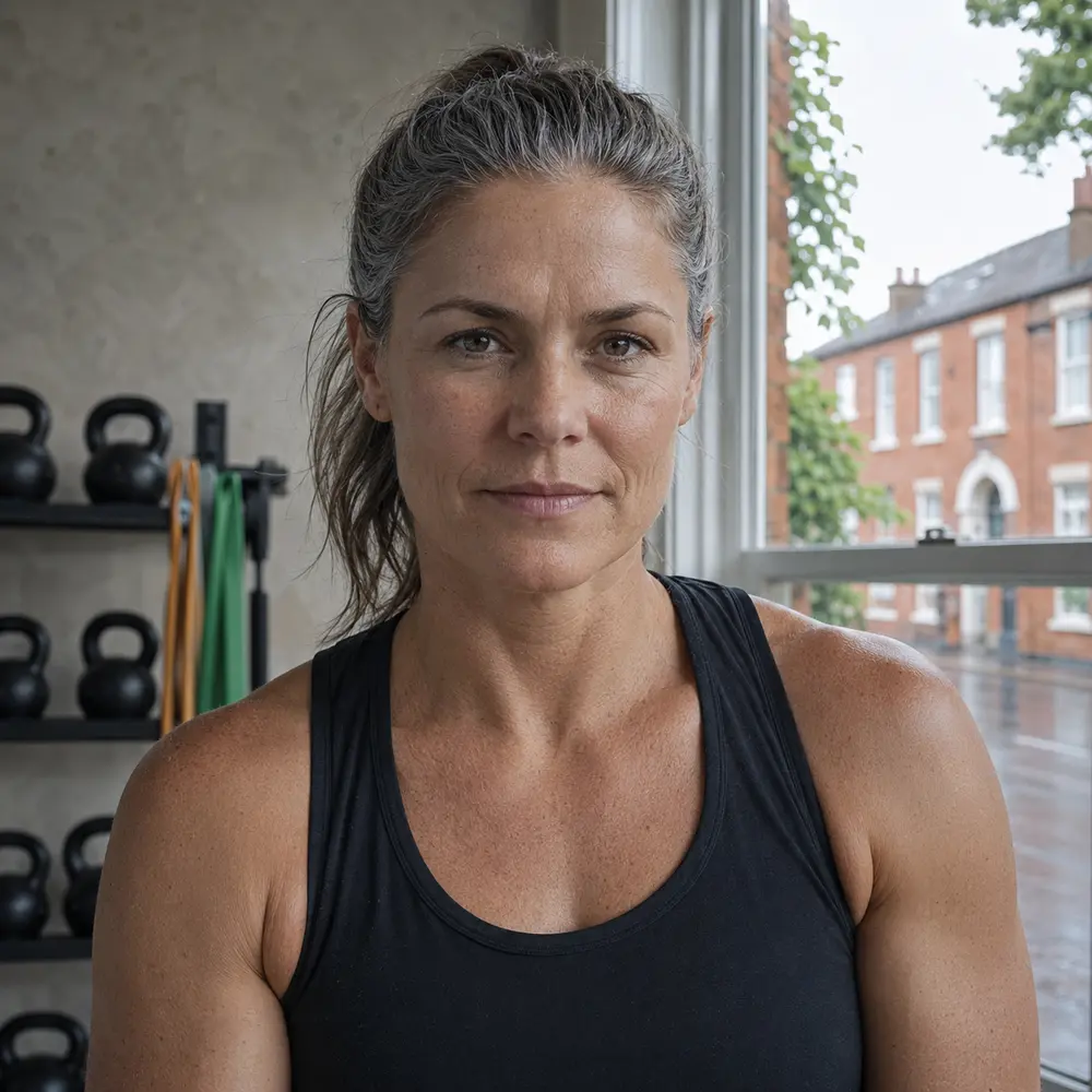 A personal trainer in a gym or studio setting