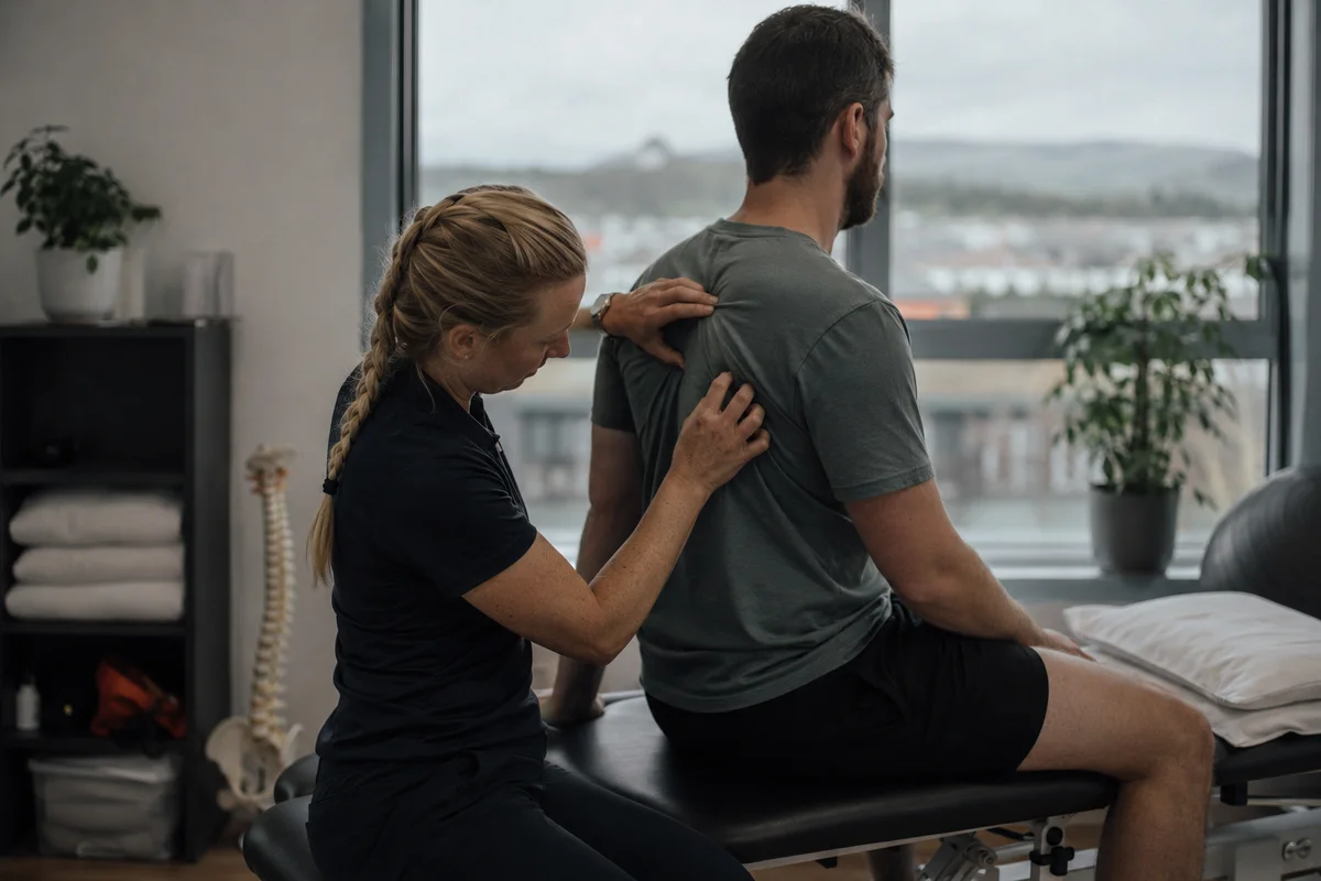 A physio working hands-on with a client