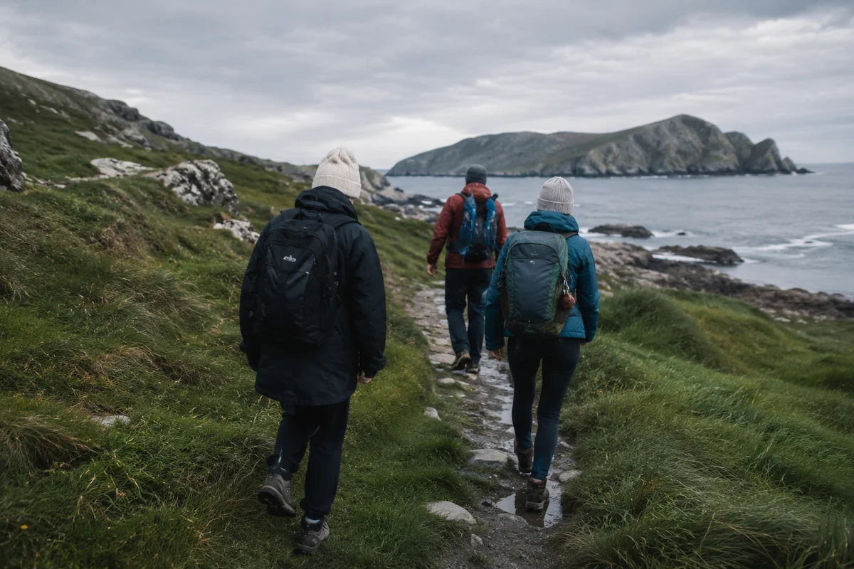 A small group on a guided Irish coastal activity