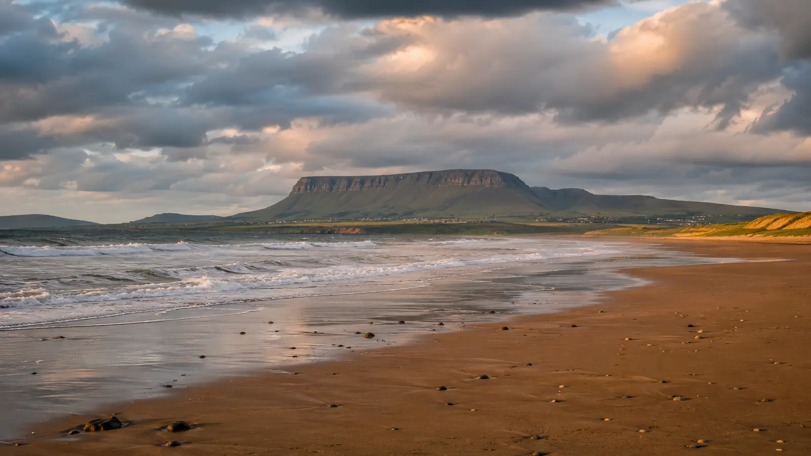 Strandhill beach with Benbulben mountain
