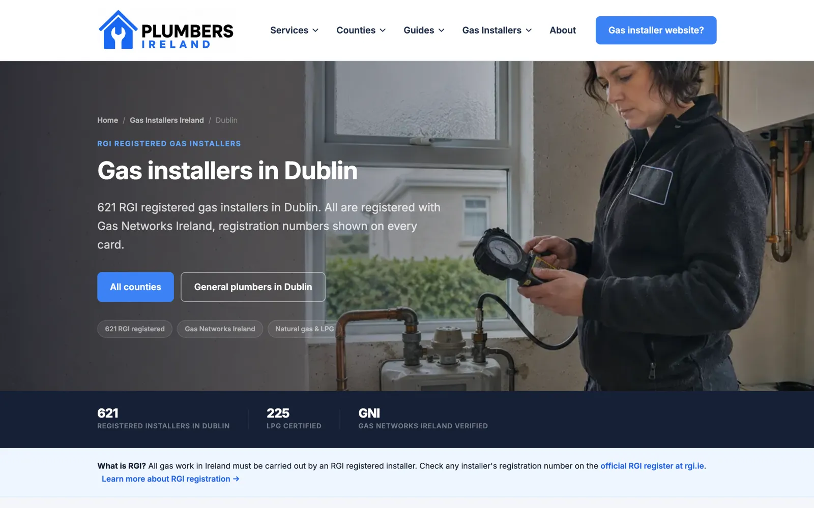 RGI gas installer directory